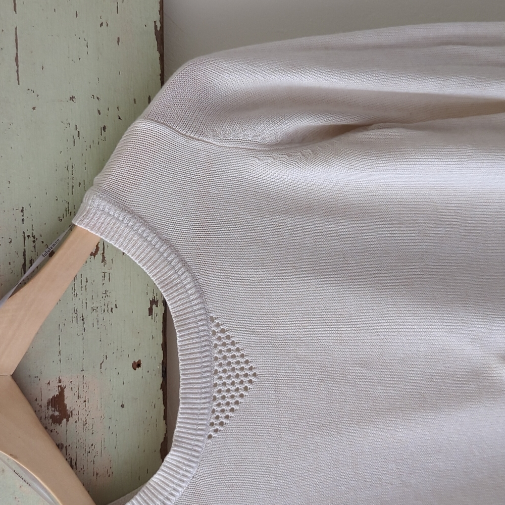 LULULEMON I White Knit "Sunset Savasana" Cross-Back Pullover Sweater, S